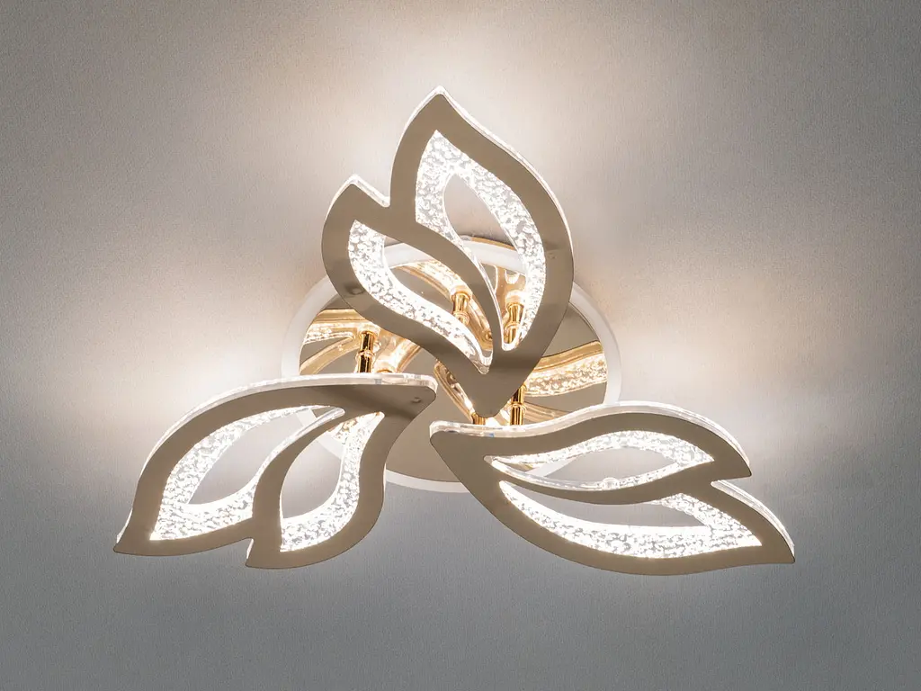 Люстра стельова LED Diasha 2455/3G, 55W, 3200K-6500K, золотистий метал, сучасний стиль для вітальні, спальні, кухні, коридору - фото 2