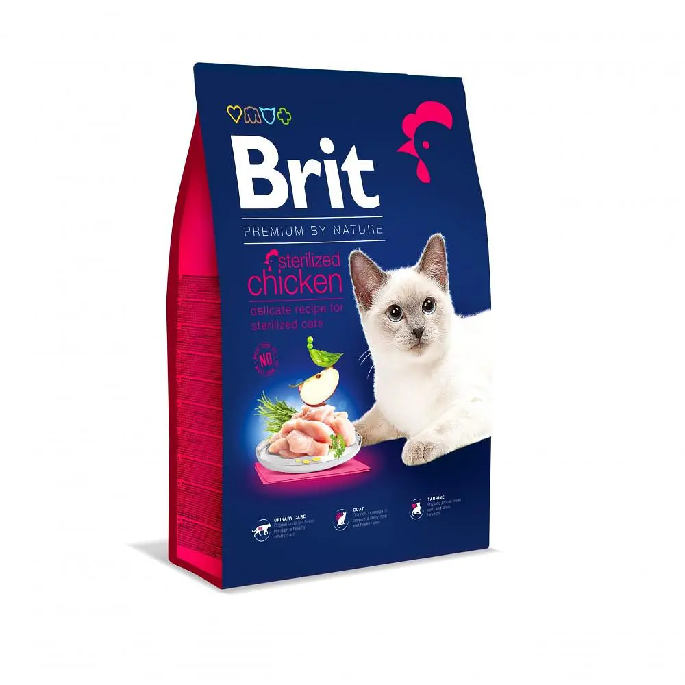 Сухий корм Brit Premium Sterilised Брит для стерилізованих котів, з куркою, 8 кг (арт.171870)