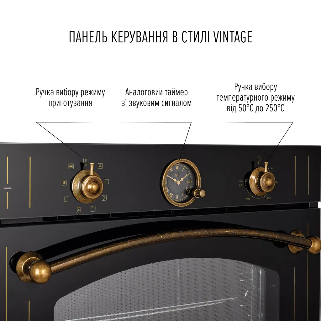 Духова шафа електрична Perfelli Vintage 6A8N Nero - фото 4