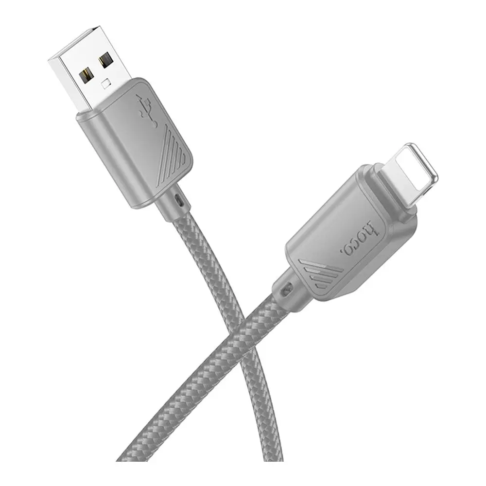Кабель синхронізації Hoco X113 Nylon braided 2.4A USB-A to Lightning 1m Grey (36776_3609176) - фото 2