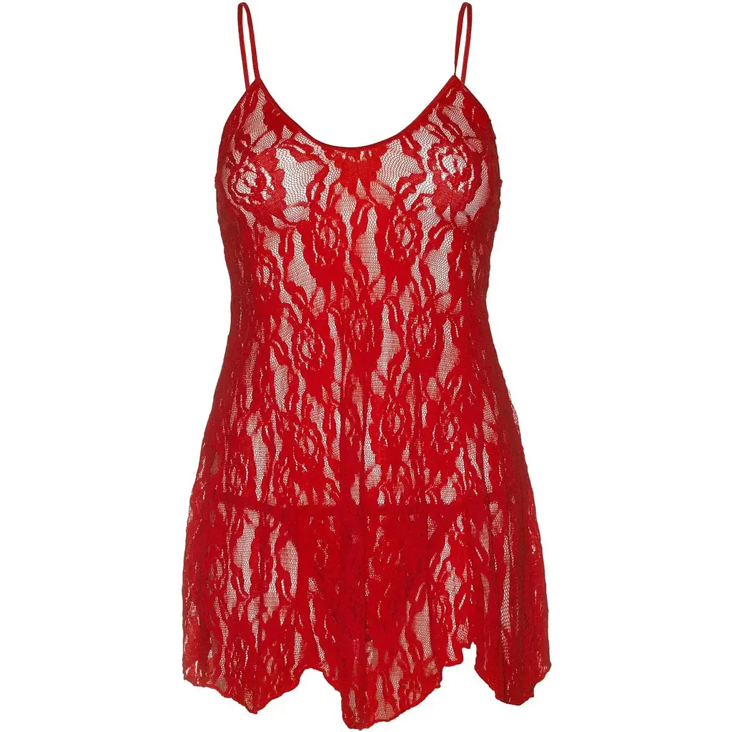 Пеньюар Leg Avenue Rose Lace Flair Chemise Red One Size - фото 3