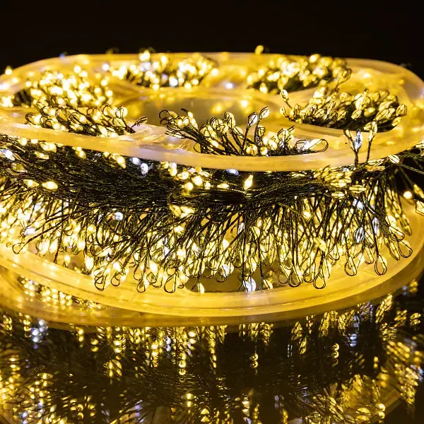 Світлодіодна гірлянда-нитка Роса Хвойна лапа мережева кімнатна 50 м 1000 LED діодів внутрішня для ялинки та кімнат від мережі нитка зелена колір світла Жовтий - фото 6