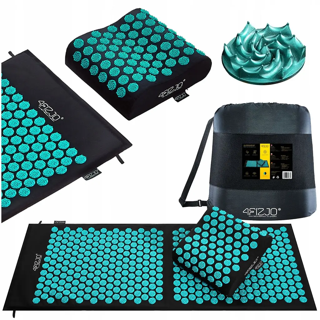 Килимок акупунктурний 4FIZJO Eco Mat XL Аплікатор Кузнєцова з подушкою 110 x 42 см 4FJ0384 Black/Blue (P-5907739313874) - фото 2