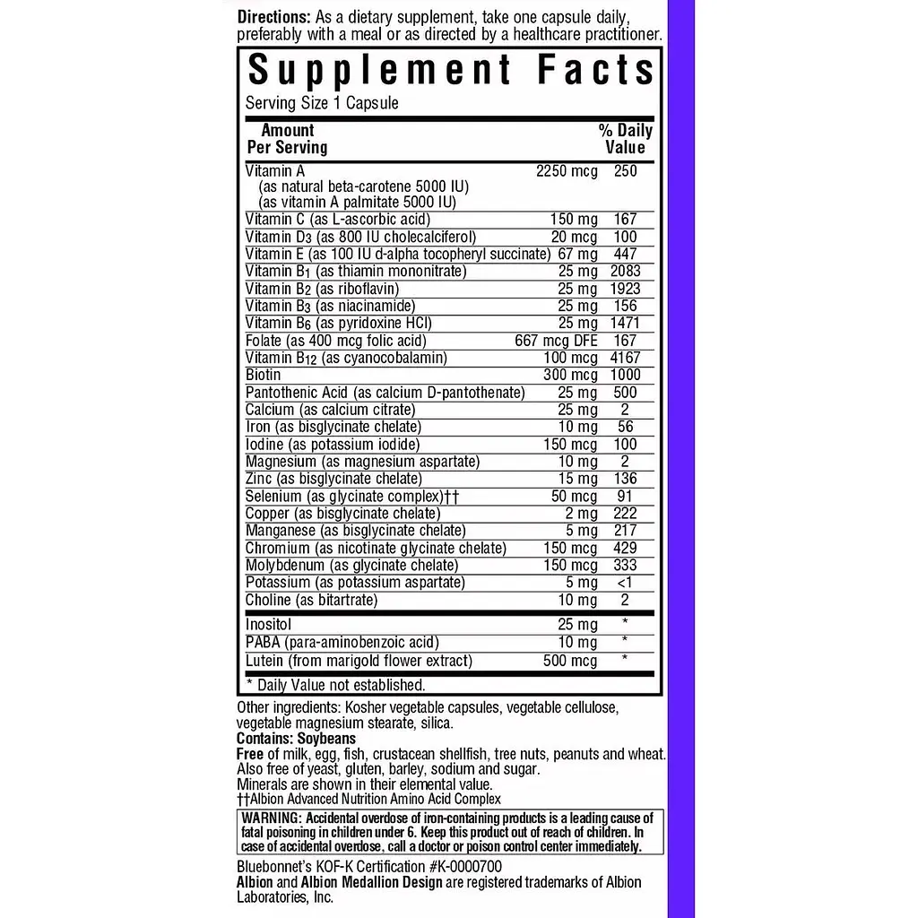 Мультивитамины с железом Bluebonnet Nutrition Multi One 30 капсул - фото 2