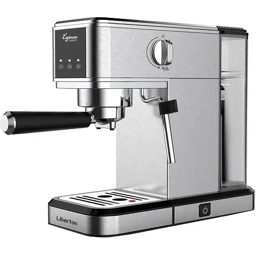 Кавоварка Liberton LCM-2207, Inox, 1350W, ріжкова, резервуар для води 1л, ручний капучинатор, приготування 2 чашок одночасно - фото 3