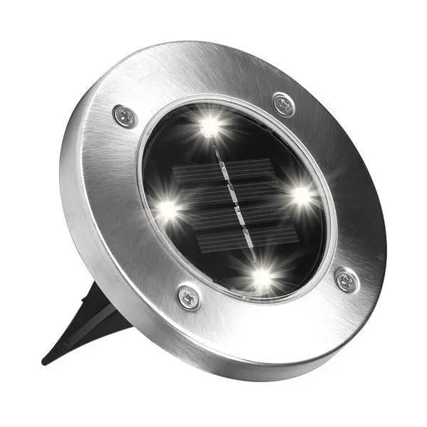 Світильник на сонячній батареї DISK Lights підсвічування для саду 4 Led сталевий - фото 2