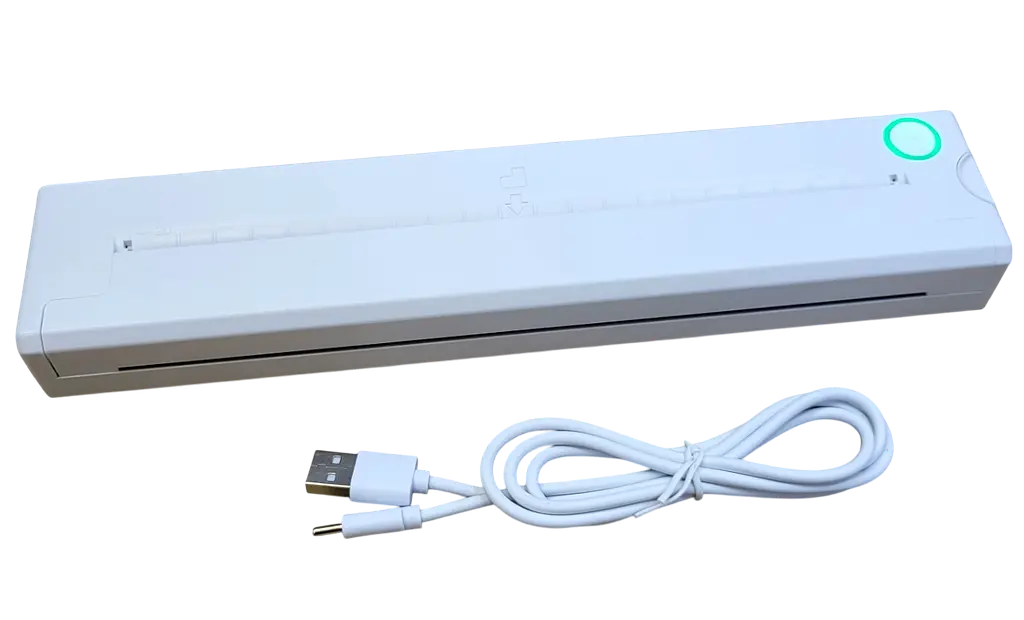 Термо принтер A4 портативний акумуляторний 2000mAh Bluetooth без чорнильний бездротовий друк документів тату через мобільний додаток APP Portable Thermal Printer UKC A4XE білий - фото 2