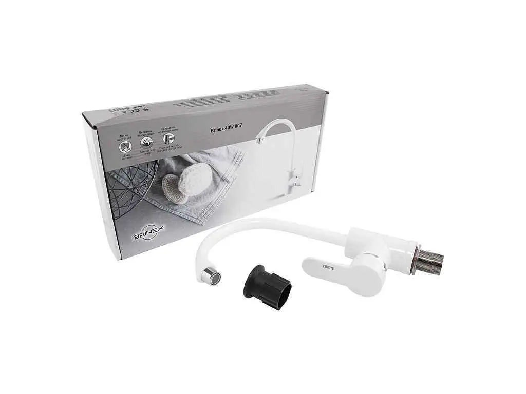 Змішувач Brinex на мийку білий 40W 007 (k40) BRIN40W007 - фото 6