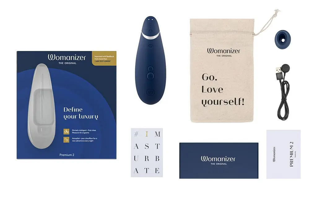 Вакуумний кліторальний стимулятор Womanizer Premium 2 Blueberry – Smart Silence, водозахист, USB-зарядка - фото 7