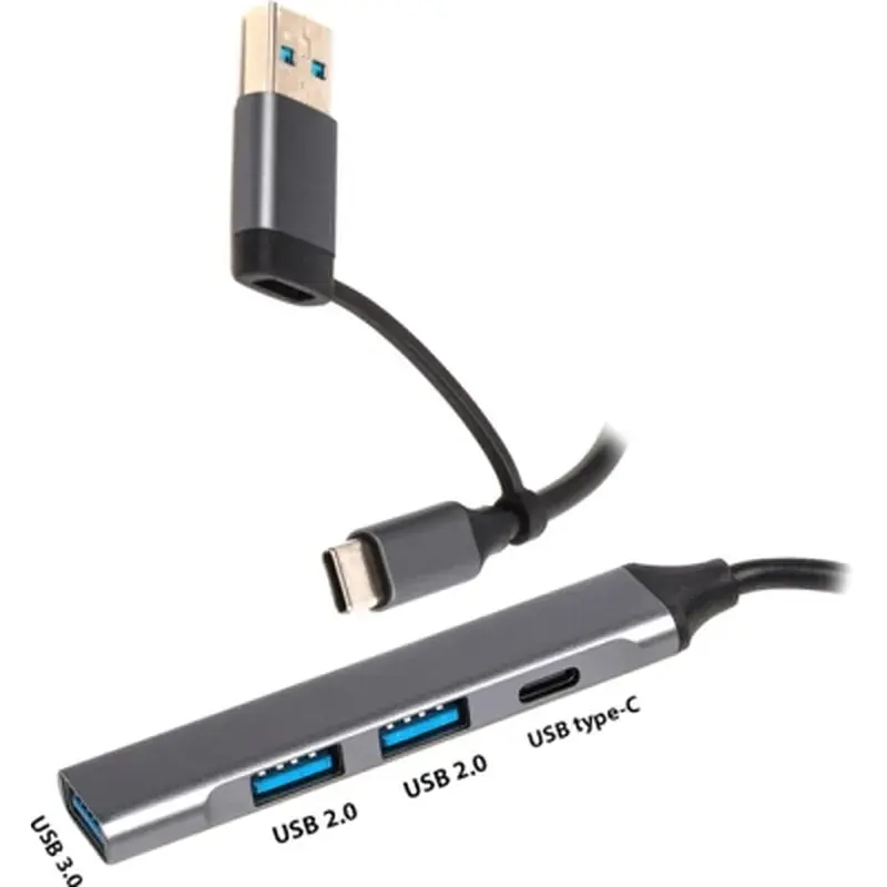 Концентратор Dynamode USB Type-C + USB-A to 1хUSB-C 3.0 1хUSB-A 3.0 2xUSB-A 2.0 dark grey (DM-UH-314AC) - фото 5