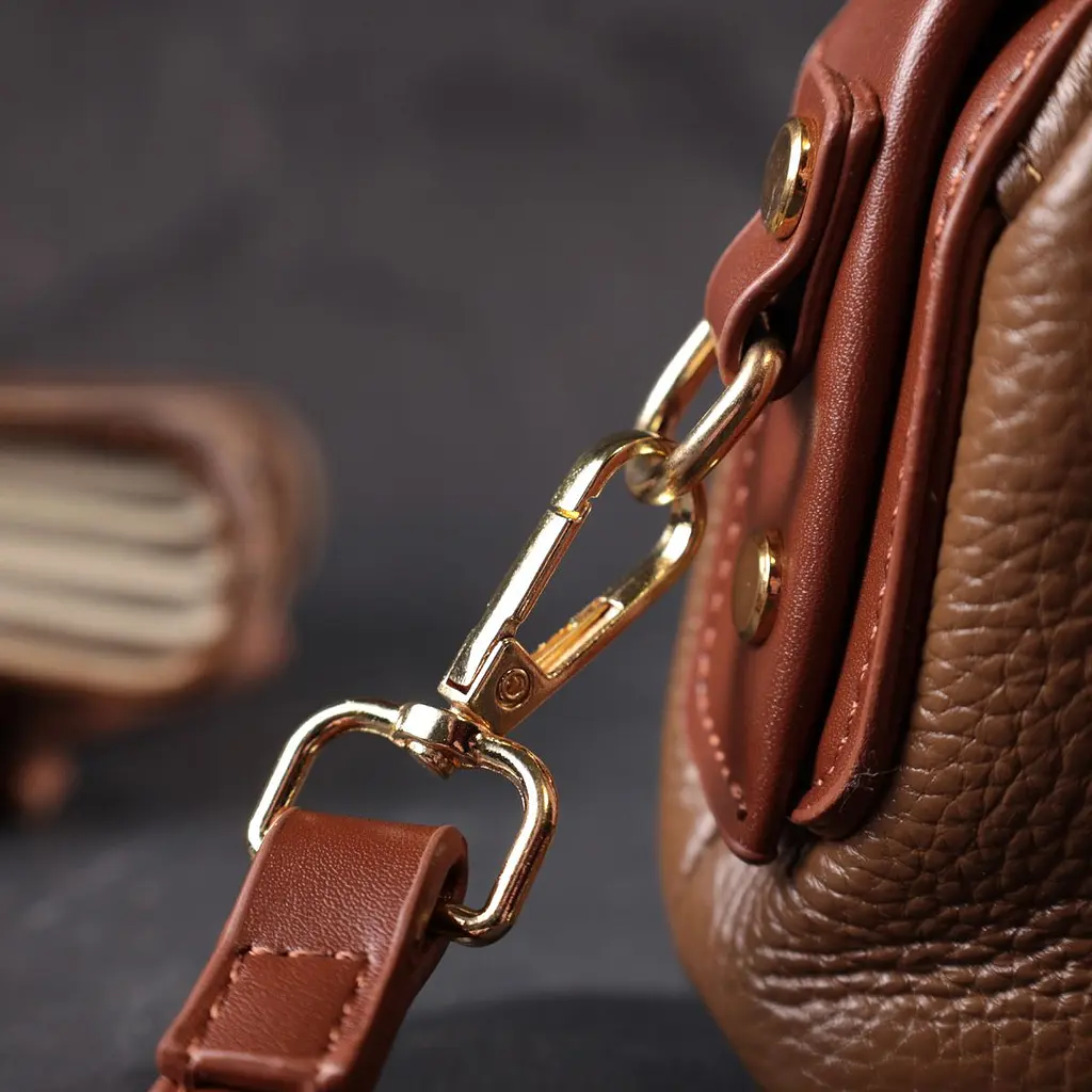 Красивий клатч з цікавою клямкою з натуральної шкіри Vintage 22425 коричневий - фото 9
