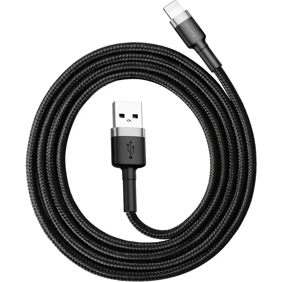 Кабель Baseus Cafule USB for Lightning 2.4A 1m grey black (CALKLF-BG1) - фото 3