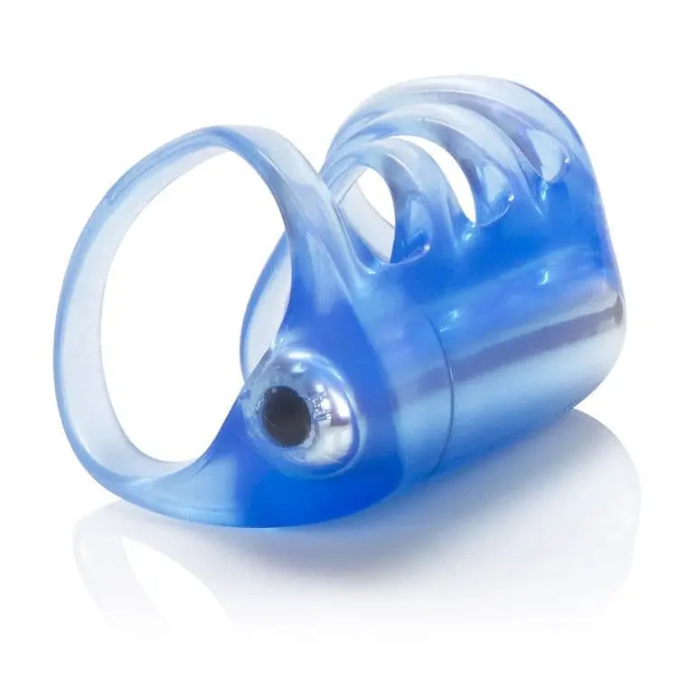 Віброкільце CalExotics Couples Pleasure Cage, 6х3 см (блакитний) - фото 3