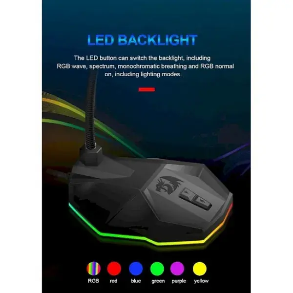 Стримовий мікрофон Redragon Stix GM99 RGB з підсвічуванням USB кабель 1.8м - фото 4