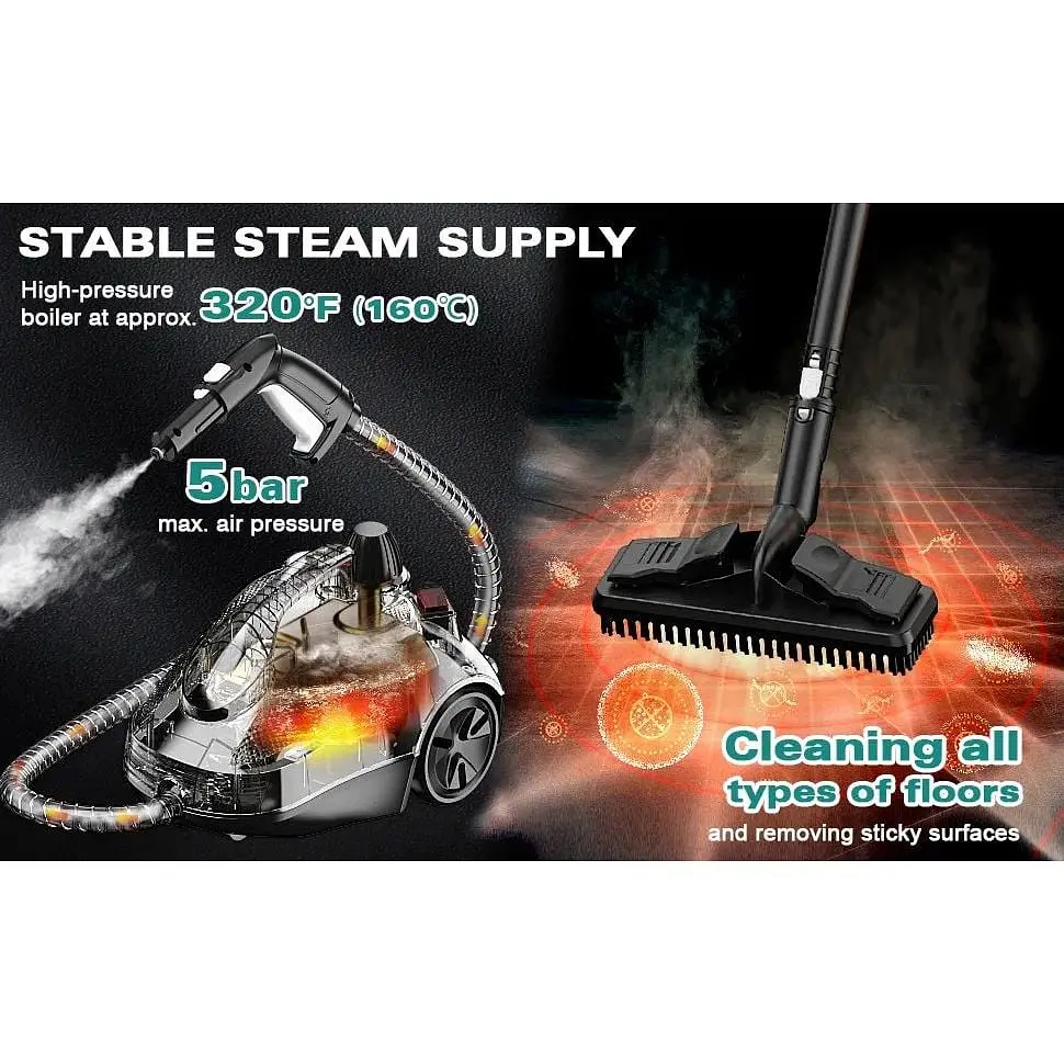 Пароочиститель Kroqo SW618-D с 23 аксессуарами мощный отпариватель для чистки и удаления грязи - фото 6