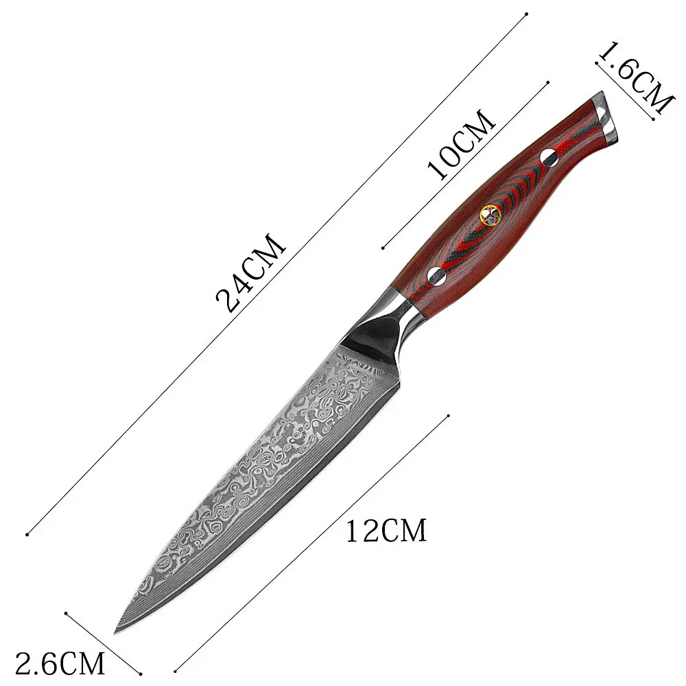 Ніж універсальний Damascus DK-FK 1007 VG-10 дамаська сталь 67 шарів лезо 12 см - фото 3