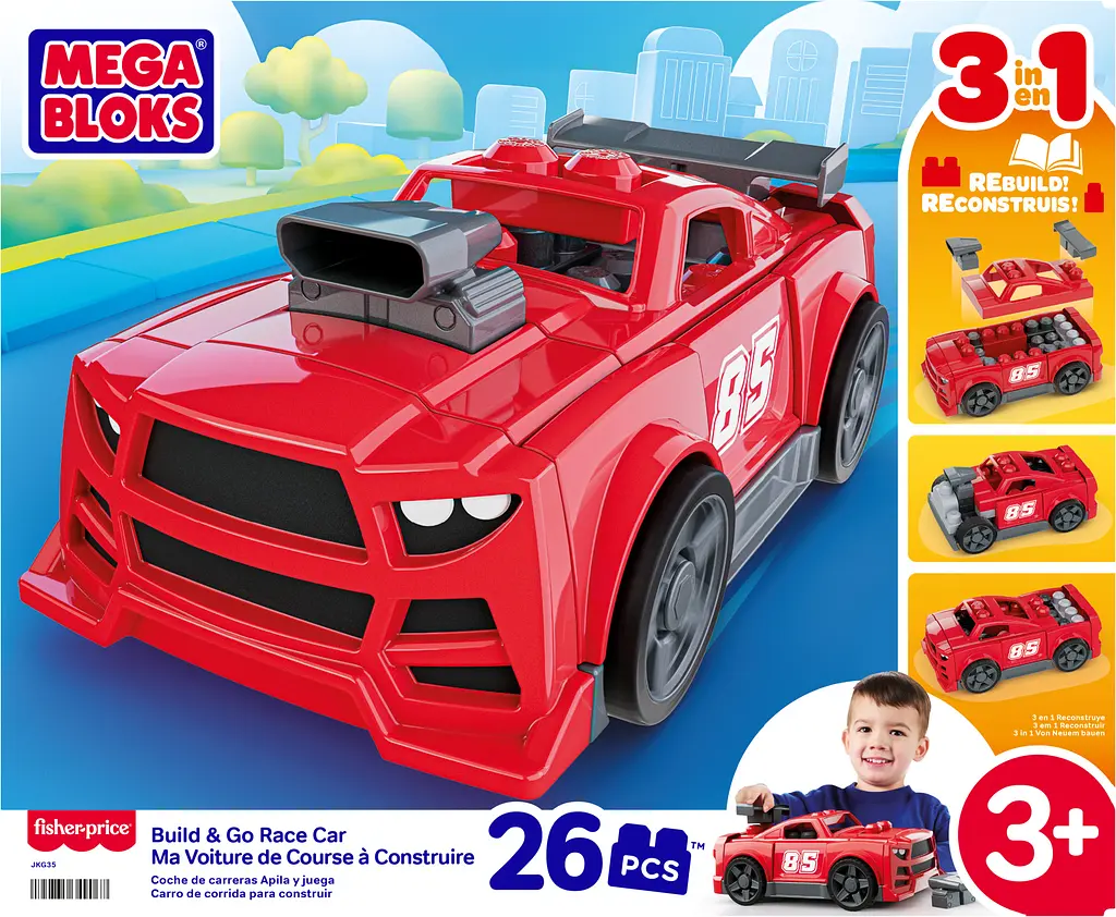 Конструктор Mattel 3-в-1 Гоночний автомобіль Mega Bloks (JKG35) - фото 4