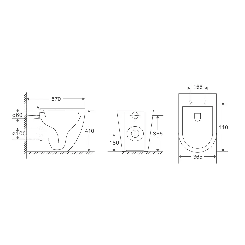Унітаз підлоговий приставний Mixxus Premium Ellipse-0701-T1 570x365x410mm, система змиву Tornado 1.0 MP6593, Білий - фото 3