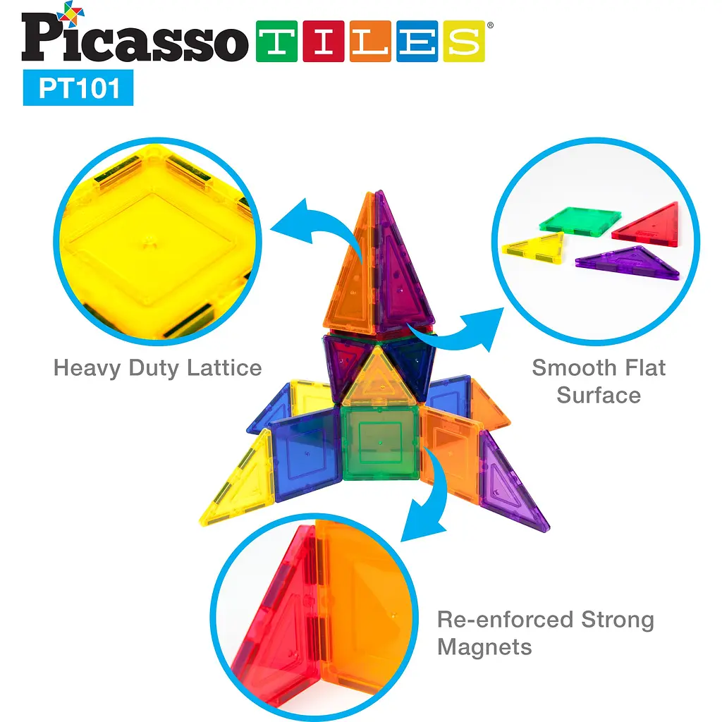 Конструктор магнитный Picasso Tiles Magnetic Building Blocks 101 деталь (PT101) - фото 8