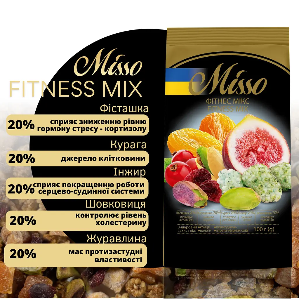 Ассорти сушеных ягод и ядер фисташки Misso Fitness Mix 100 г - фото 2
