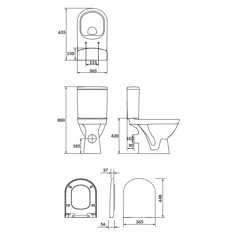 Унитаз-компакт ZIP Cersanit Zip 779 SimpleOn 011 3/5 л с сиденьем duraplast Soft Close K121-010 - фото 2