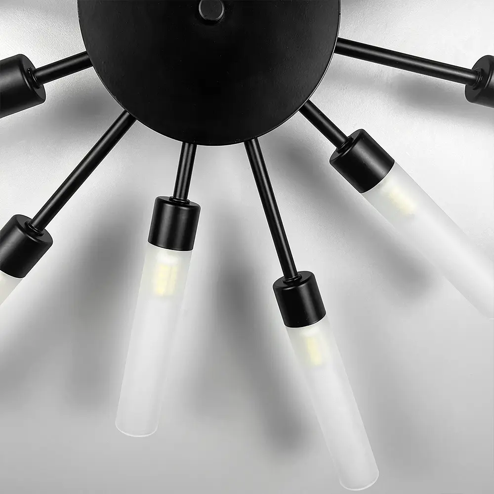 Потолочная черная люстра в форме солнечных лучей на 12 плафонов G9 Ø 69х8 см Line F | Ст. 1276/12 BK - фото 5