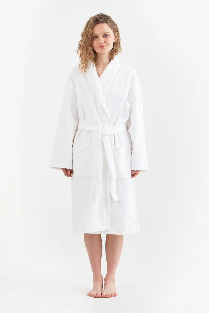 Халат махровый unisex Lotus Home - Basic Line white 3XL - фото 2