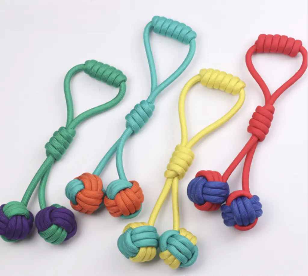 Іграшка для собак Derby Dog Rope Toy - 2 Balls with Long Handle - фото 2