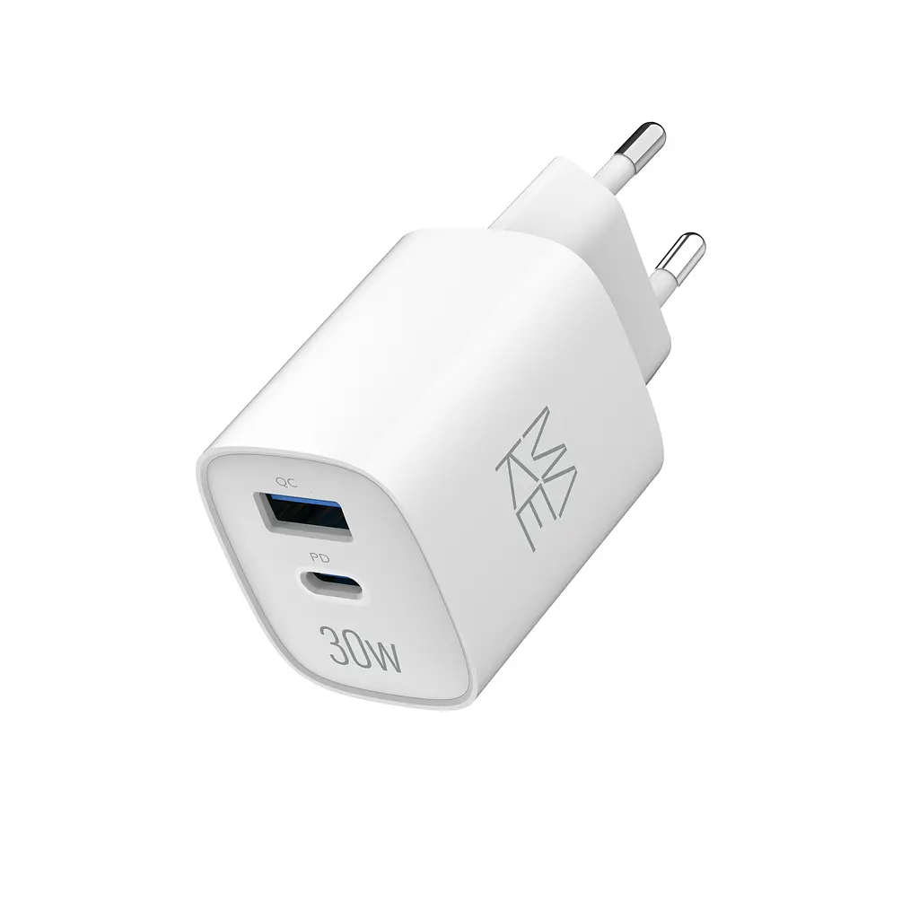Зарядний пристрій мережевий MAKE 30W GaN3 Type-C PD3.0 + USB QC3.0 White - фото 3