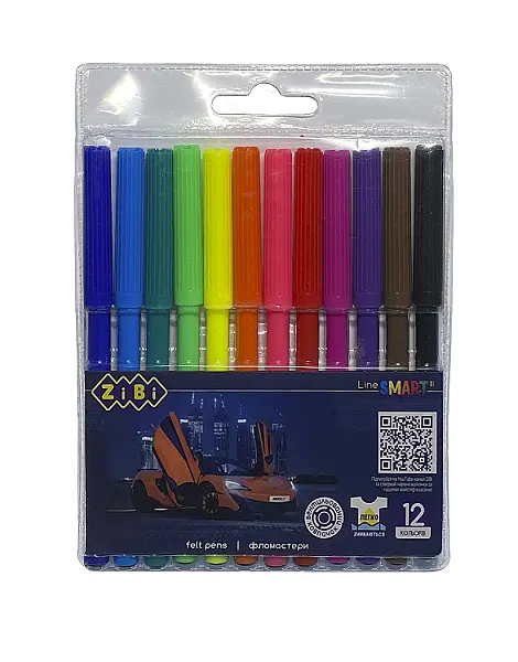 Фломастери набір 12 кольорів машинка SMART Line (ZB.2811)