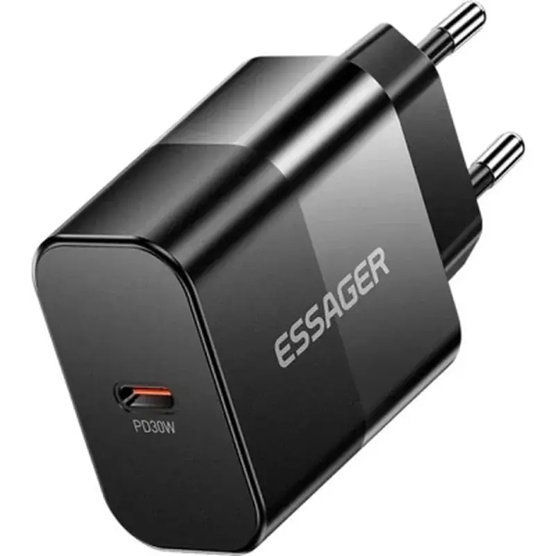 Зарядний пристрій Essager USB-C PD30W + cable USB-C to USB-C 60W black (E30JSB1-SYTT1-T) - фото 4