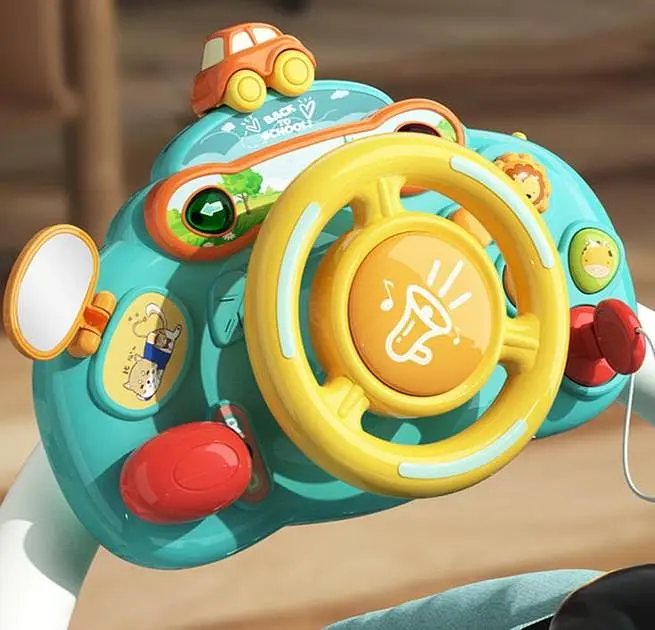 Кермо музичне іграшка інтерактивна на коляску крісло або кроватку з кріпленнями, з мелодіями та світлом для малюків на батарейках - фото 4