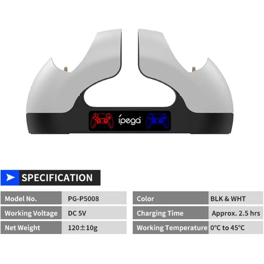 Заряджання для джойстиків PS5 DualSense — зарядна станція IpegaAL5008 - фото 4