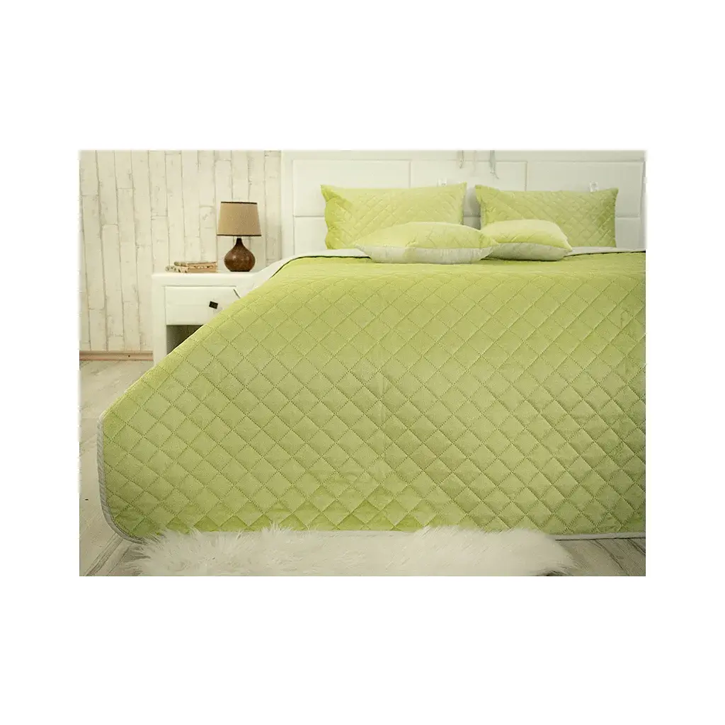 Покривало Руно Olive Green ромб велюр 180х220 (340.55_Olive Green ромб) - фото 4