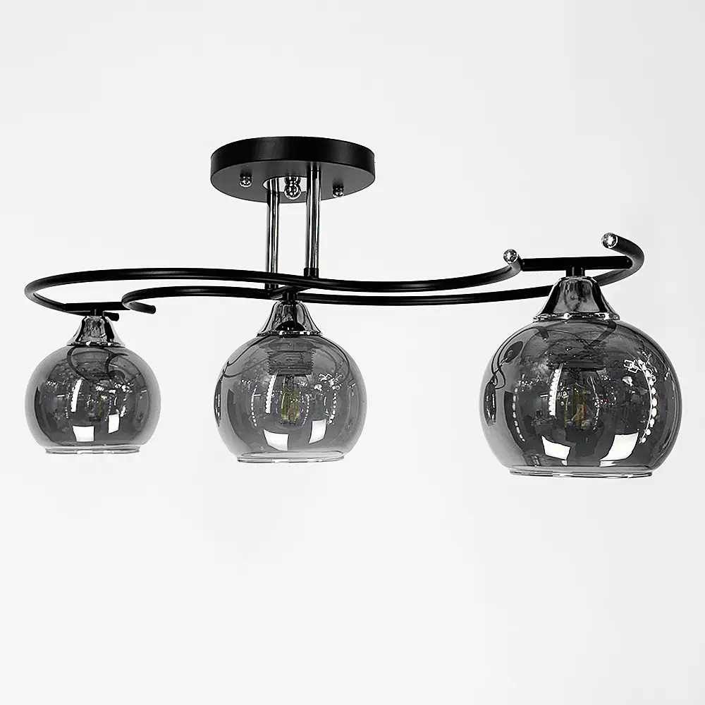 Современная люстра в черном корпусе на 3 графитовых плафона Line.F 11585/3D - фото 7