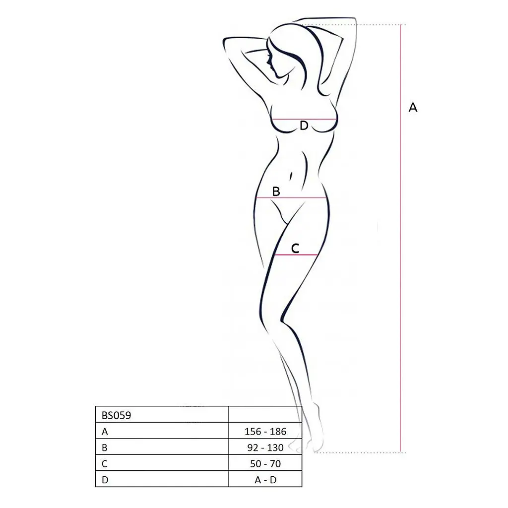 Бодистокинг Passion BS059 комбинезон имитация чулок S/M/L red - фото 4