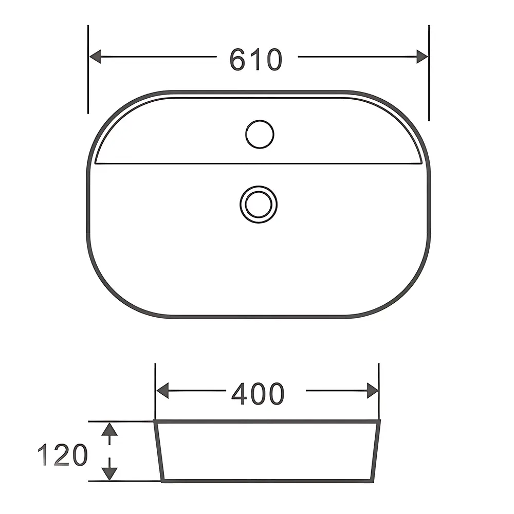 Умивальник накладний Mixxus Premium Ellipse-0204 600x380x115 мм з отвором під змішувач Білий MP6679 - фото 6