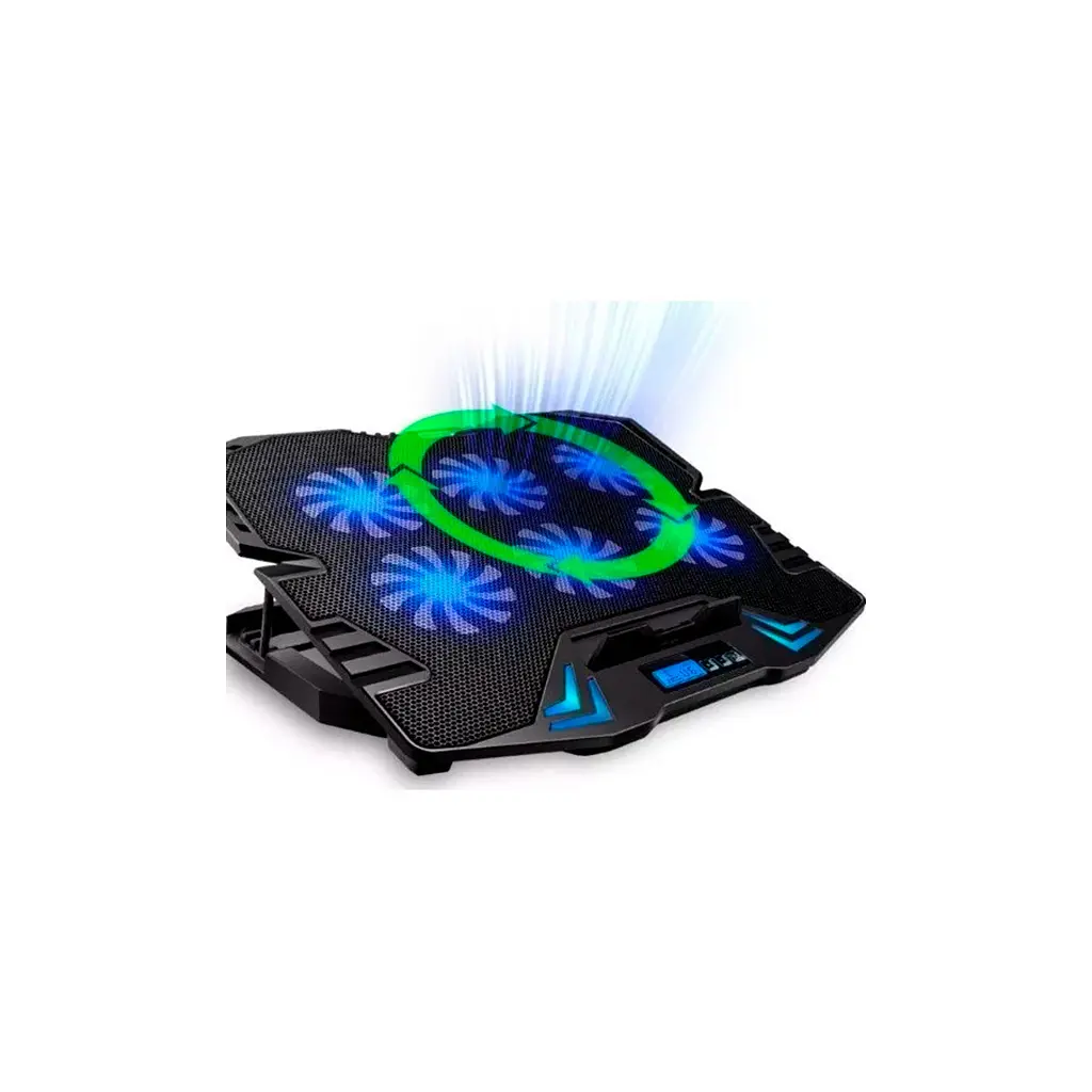 Підставка до ноутбука IceCoorel 10-17", 6*70mm 1800 RPM, 2*USB, + LCD, 365*297*30mm, Black (K8) - фото 4