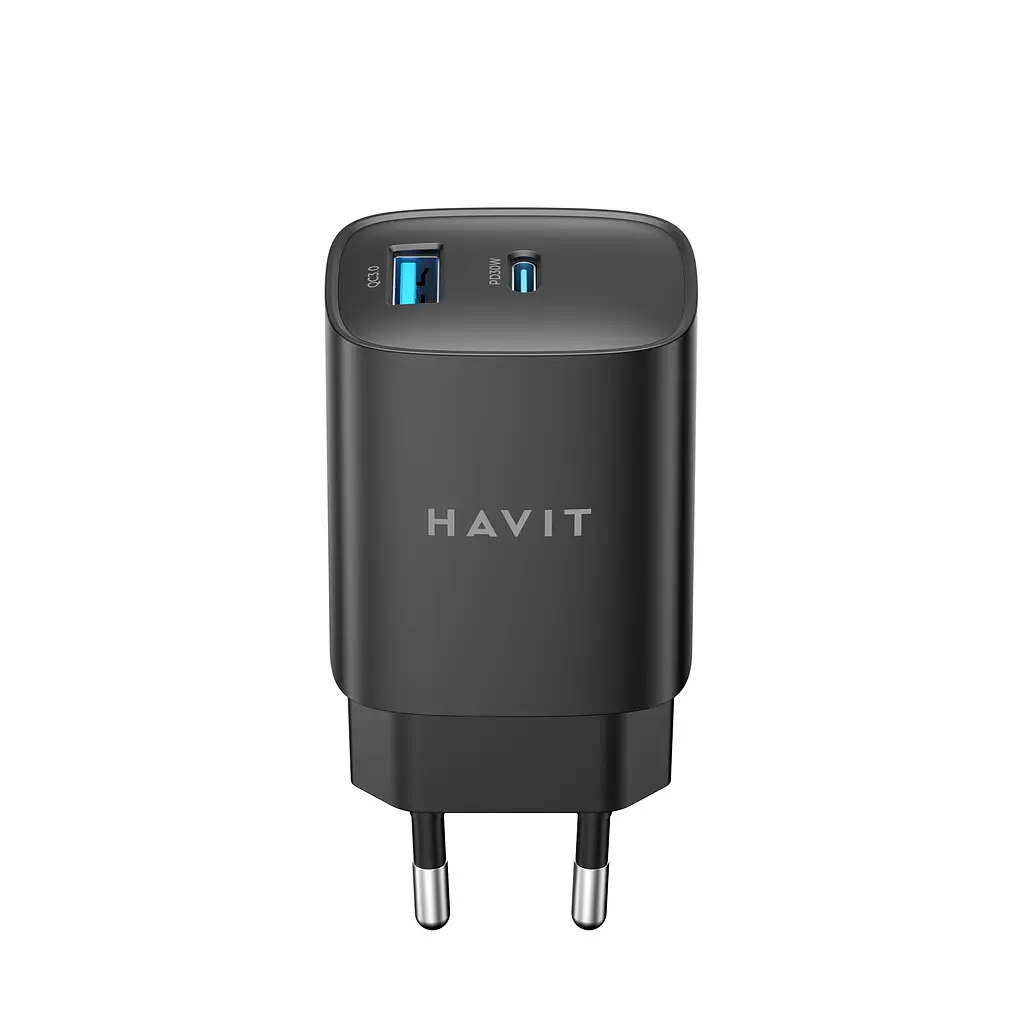 Зарядний пристрій HAVIT UC30 PRO GaN 30W USB-A+USB-C Black HAVIT (28632-000) - фото 2
