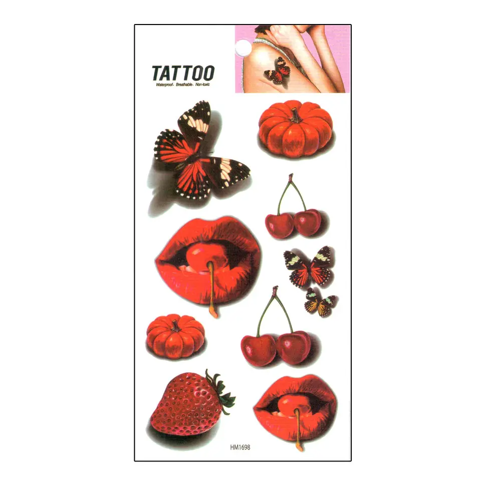 Тимчасове татуювання "Вишня та метелики Tattoo" Bambi 1020-HM1698
