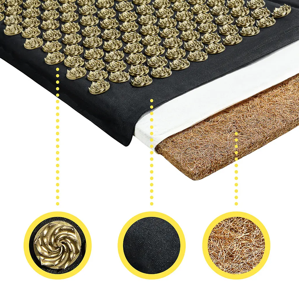 Килимок акупунктурний 4FIZJO Eco Mat Аплікатор Кузнєцова з подушкою 68 x 42 см Black/Gold 4FJ0179 (P-5907739311566) - фото 3