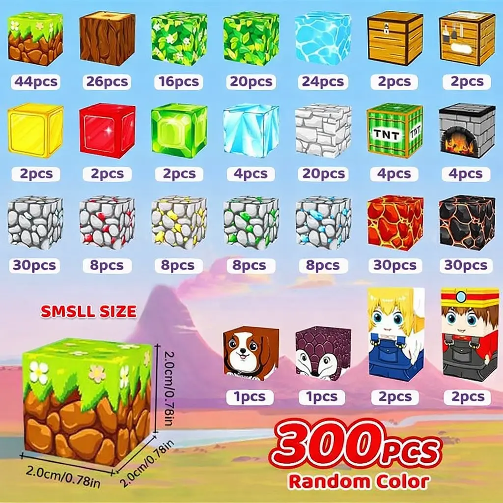 Магнітний конструктор Minecraft 300 шт по грі Майнкрафт Пошук скарбів Mk001028.3 - фото 6