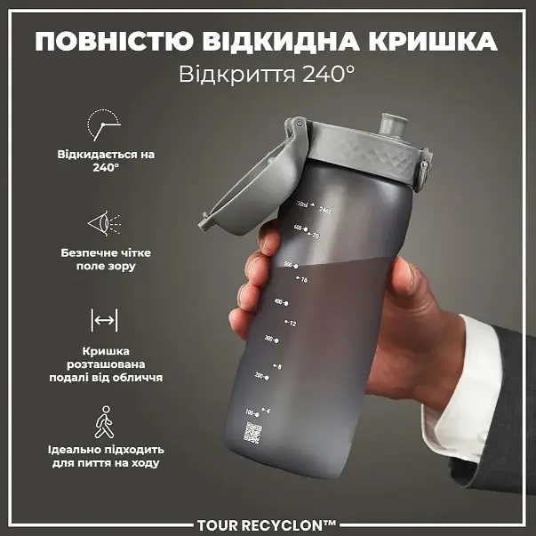 Бутылка для воды ION8 750 мл (ЭКО бутылка) BPA Free Grey (I8RF750GRY) - фото 3