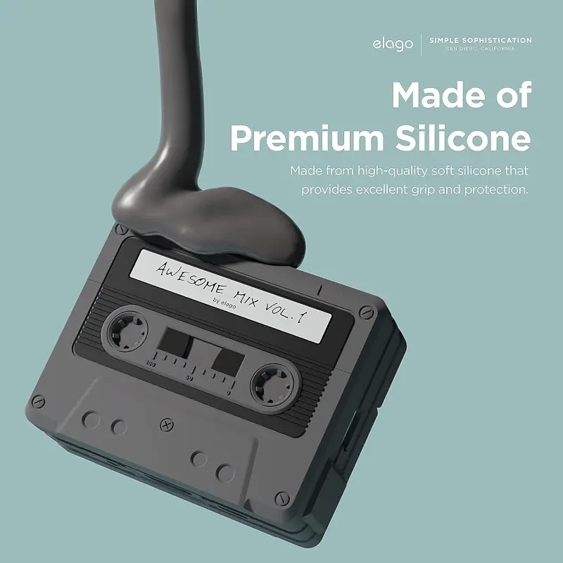 Чохол Elago Cassette Tape Case Black for AirPods Pro 2nd Gen сірий (EAPP2TAPE-BK+STR-BK) - фото 4