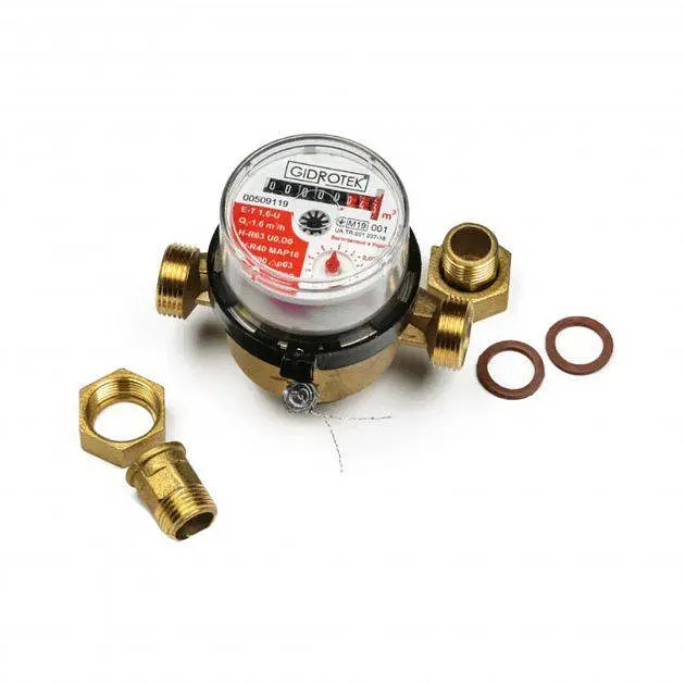 Счетчик горячей воды Gidrotek Е-Т 1.6U с присоединительным комплектом 30412 - фото 3