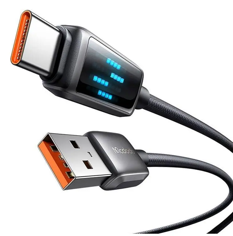 Кабель McDodo LED Display USB-A to USB-C 6A Data Cable 1.2m Black - фото 2