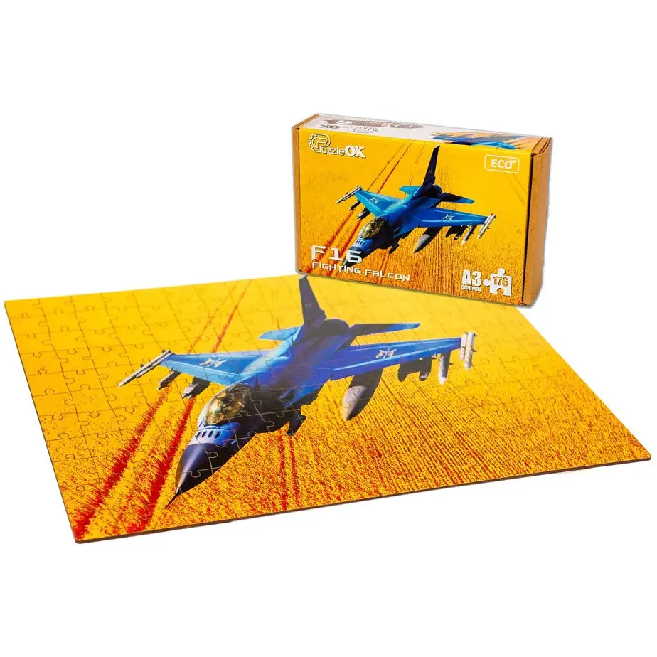 Фигурный деревянный пазл PuzzleOK A3 F16 Fighting Falcon 176 элементов PuzA3-02023  - фото 2