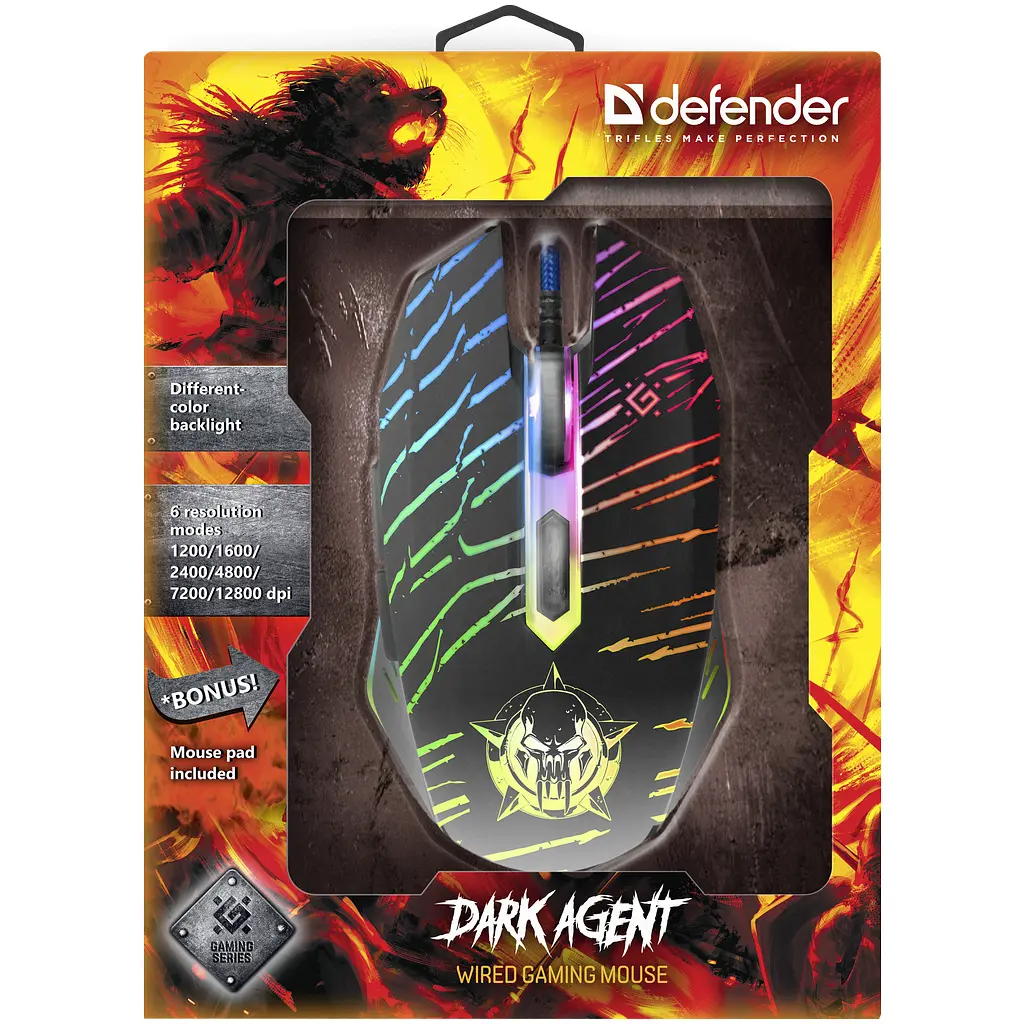 Мышка Defender Dark Agent GM-590L USB Black (52590) - фото 4