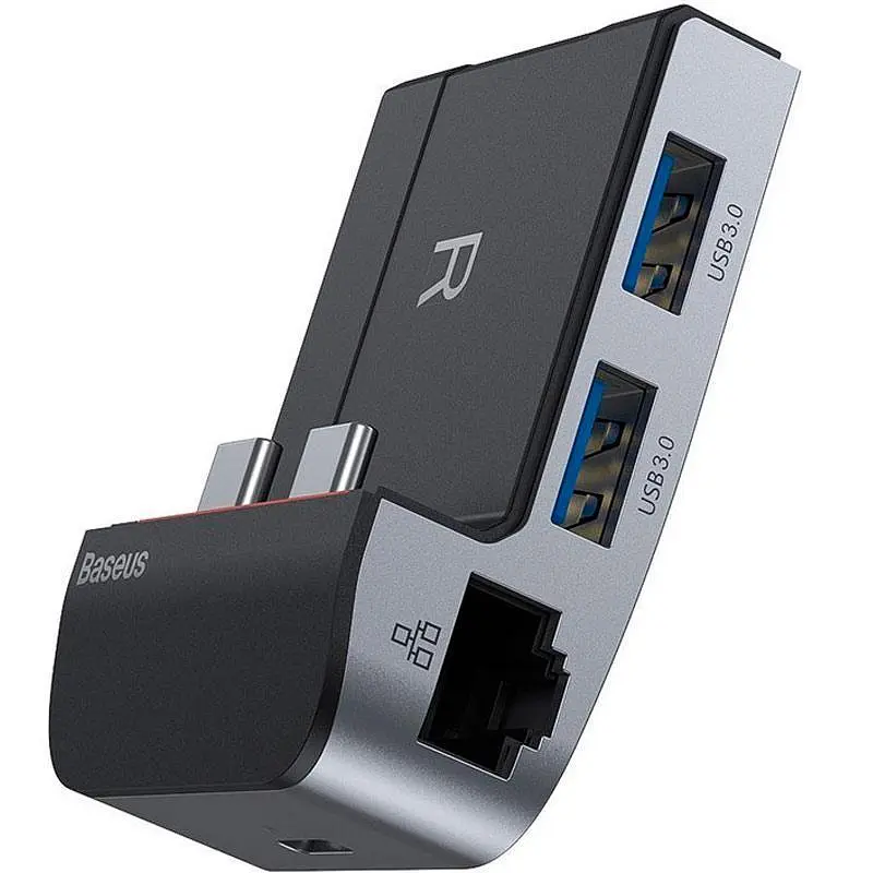 Мультипортовий адаптер USB Хаб Baseus Armor Age Type-C Bracket Multifunctional Hub CAHUB-AJ0G Grey - фото 6