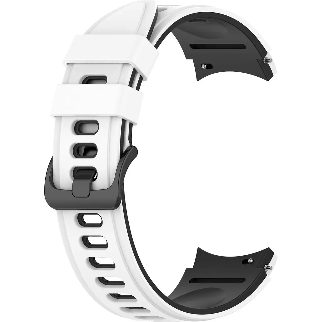 Ремінець для Samsung Galaxy Watch 5 44mm - біло-чорний ширина кріплення 20мм силікон Watchbands Ricco (W19-4WB91937766)